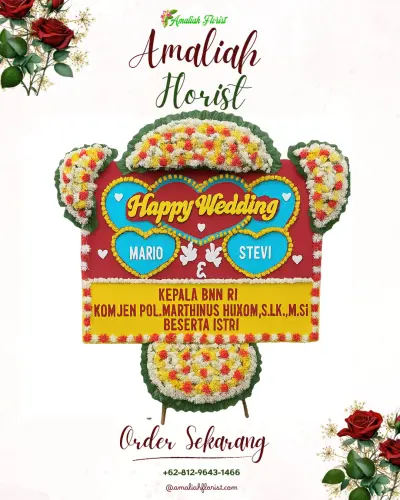 Karangan Papan Bunga Pernikahan di Toboko